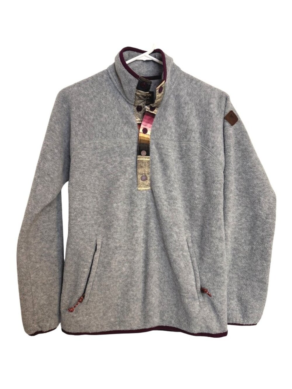 Burton Anouk Pullover Fleece Size XS Gray 1/4 Snap Button Pockets
